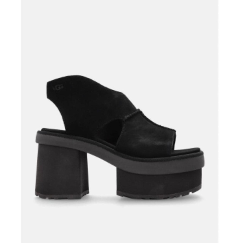 UGG New Heights black suede platform sandals